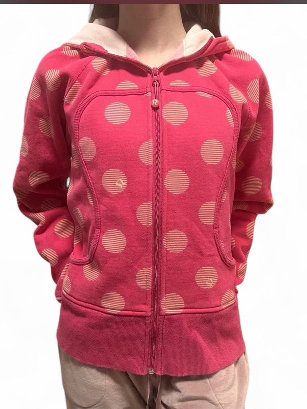 Y2K Vintage Lululemon Scuba 2010 pink Lady Bug RARE polka dot zip up jacket